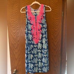 EUC Lilly Pulitzer Carlotta Stretch Shift Dress in Deep Indigo Joy Ride